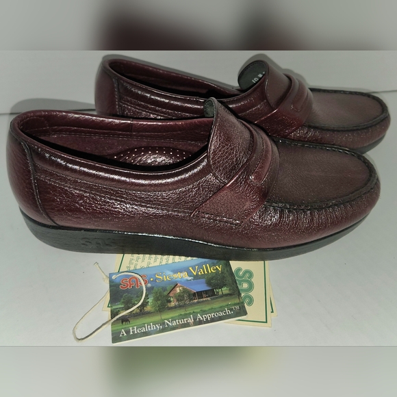 NEW! Men’s SAS Alamo Leather Slip-On Loafers Cordovan Size 10 USA Made - Picture 3 of 10